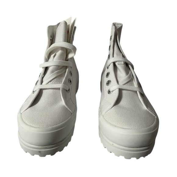 NEW Superga Unisex White Canvas Lace Up High-Top Sneaker Boots-Men 4.5-Women 6 - Picture 3 of 10